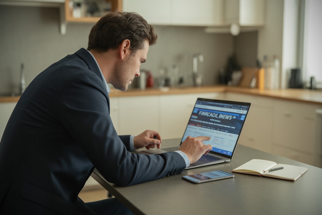 Investisseur particulier consultant un classement IA sur ordinateur portable