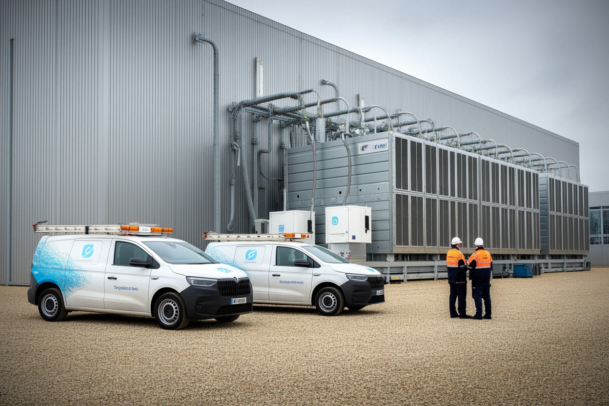Centre de données moderne illustrant le coût énergétique de l’IA