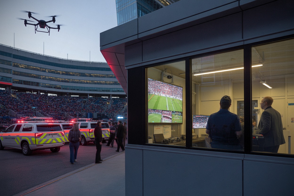 Centre de surveillance autour d'un stade de Coupe du monde