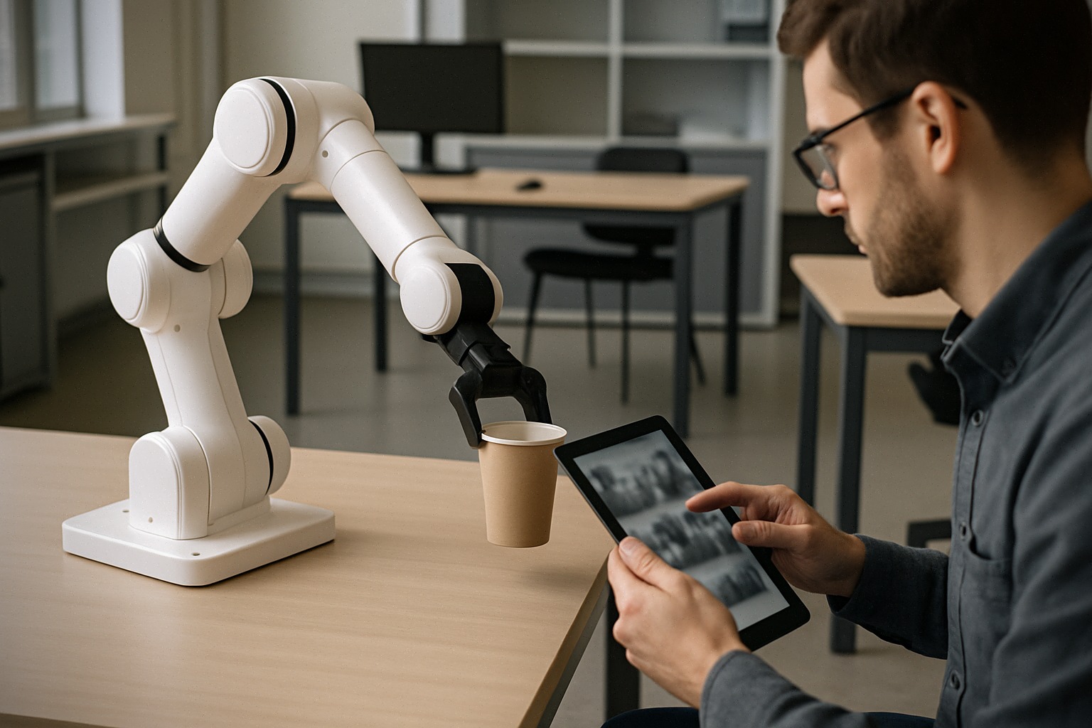 Robot d’intelligence artificielle apprenant à saisir un objet grâce aux vidéos