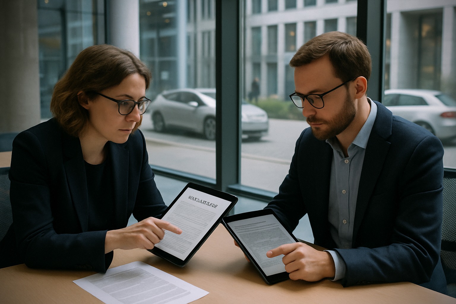 Analystes européens étudiant les enjeux réglementaires de l’IA générative