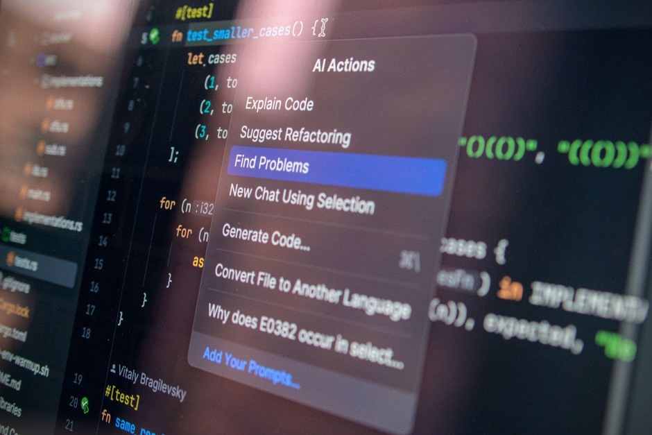 Développeur utilisant un assistant IA pour écrire du code
