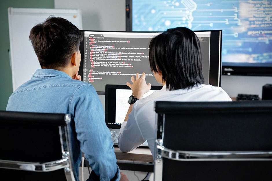Professionnels à Singapour analysant des outils d’intelligence artificielle